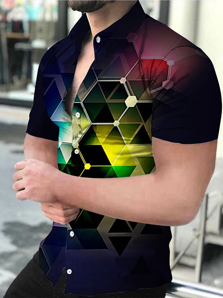 

Fashion Men Shirts Hawaiian Short Sleeve Shirt Ethnic Printed Casual Loose Chemise Homme Vintage Beach Shirt Summer Men Blouse