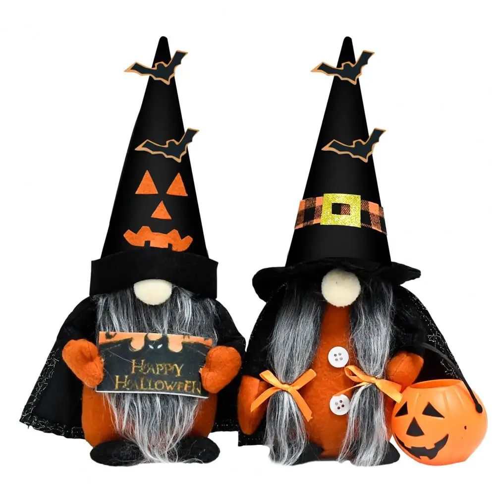 

Halloween Home Decorations Halloween Themed Gnomes Plush Decor for Pumpkin Bat Witch Hat Unique Dwarf Elf Faceless for Party