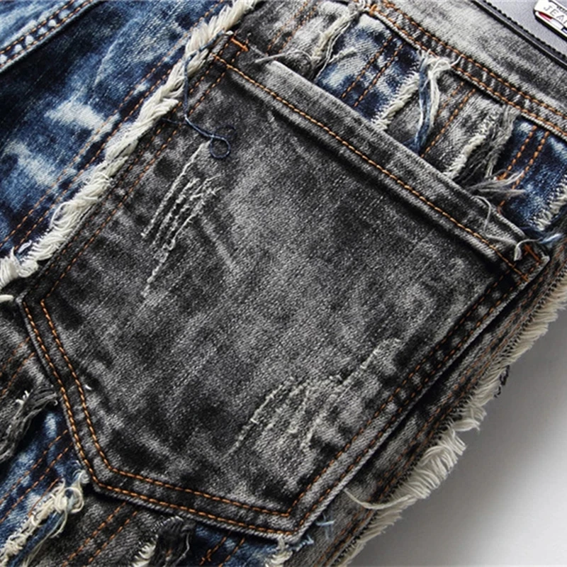 Мужские джинсы в европейском и американском стиле новые модные комбинированные
