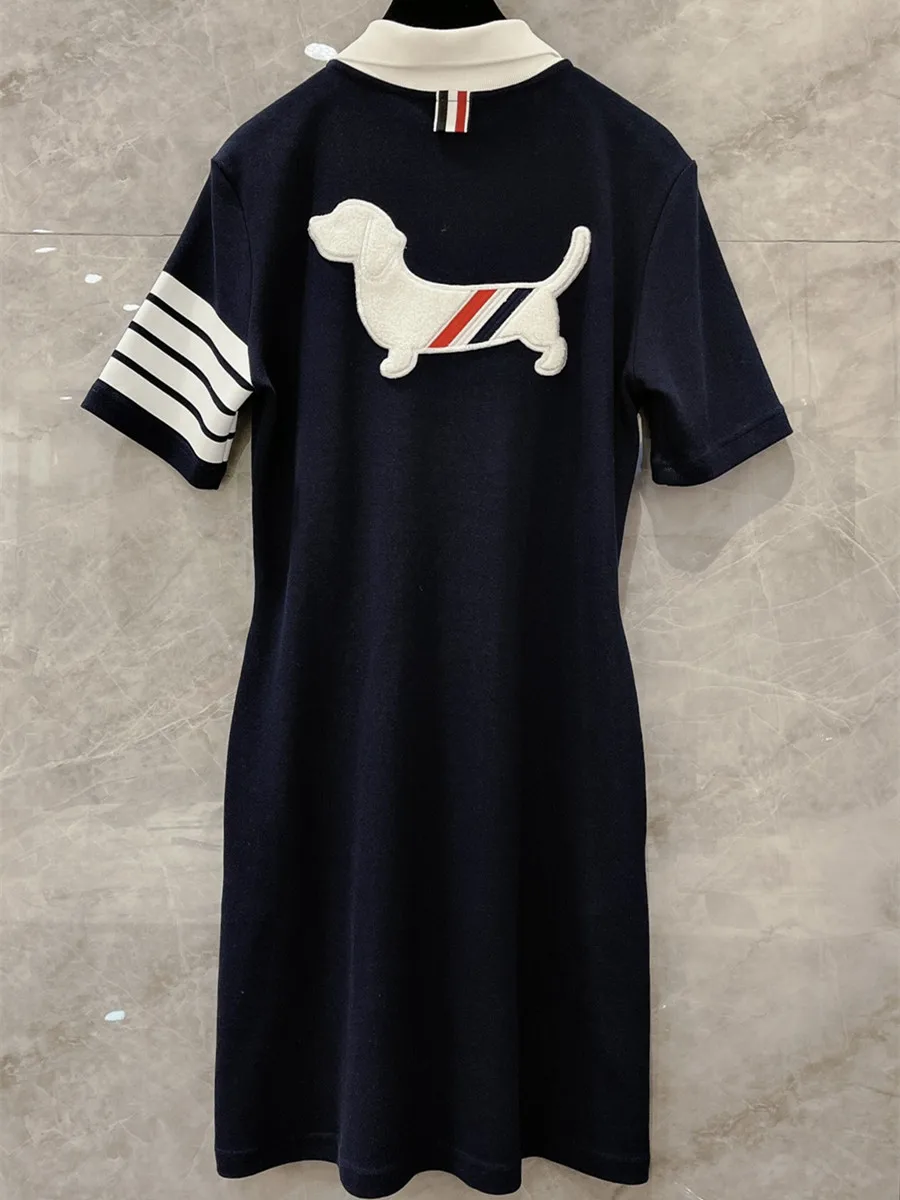 

High quality TB Summer Pure Cotton Breathable Soft and Comfortable Back Embroidered Puppy Age-reducing POLO Dress Female