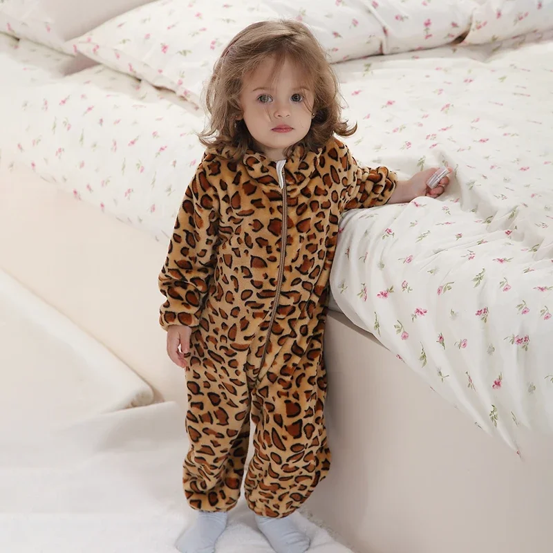 Halloween Animal Leopard Baby Clothes Romper Kigurumis Bodysuit Infant Boy Girl Jumpsuits Winter Cosplay Costume Christmas
