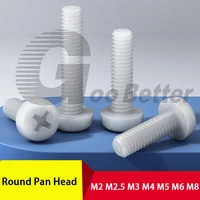 white round head nylon plastic phillips screws m2 m2 5 m3 m4 m5 m6 m8 insulation pa66 pan head screw length 4 60mm