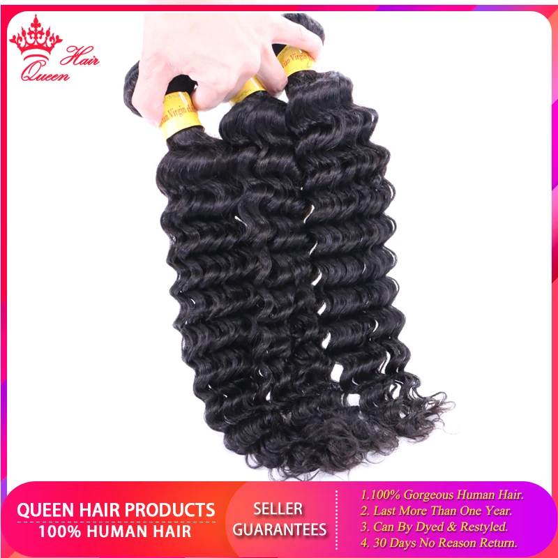 

Queen Hair Official Store Peruvian Deep Wave Hair Bundles 100% Human Hair Weave Bundle Free Shipping Virgin Hair Natural Color