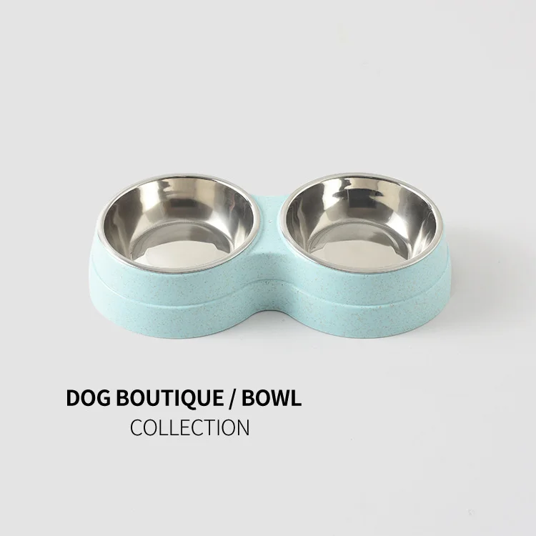 

New pet bowl stainless steel dog double bowl cat dog food basin drinking water feeding removable dog bowl