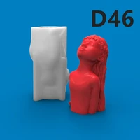 d46 looking up girl candle silicone mold gypsum form carving art aromatherapy plaster home decoration mold wedding gift handmade