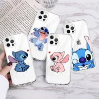 lovely stitch cute clear case for apple iphone 13 pro 11 12 7 8 plus se 2022 xr x xs max 6 6s se 2022 silicone phone cover
