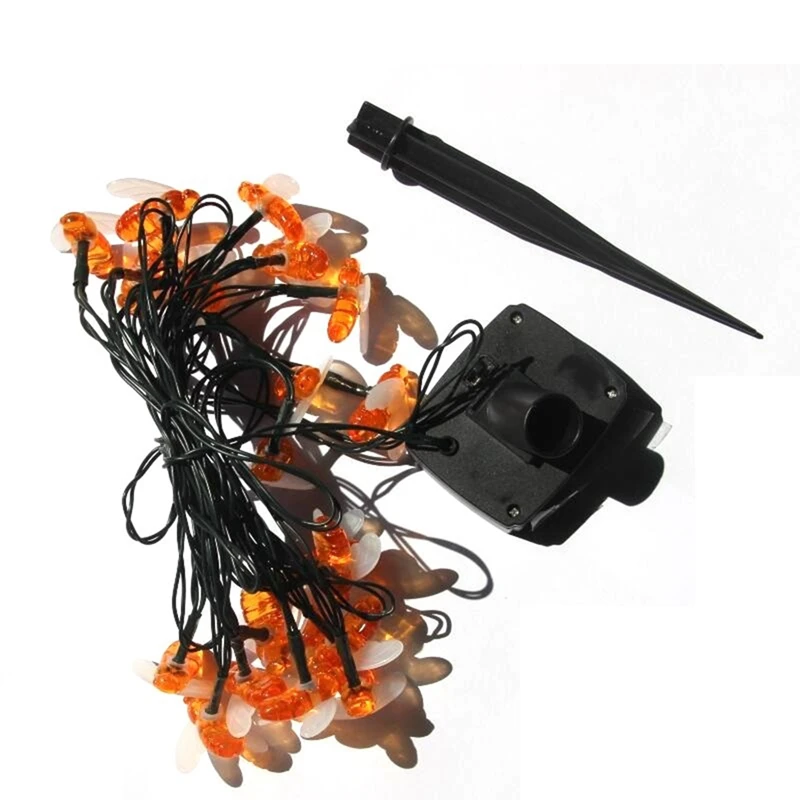 

New Solar Powered Cute Honey Bee Led String Fairy Light 20Leds Bee Outdoor Garden Fence Patio Garland Lights