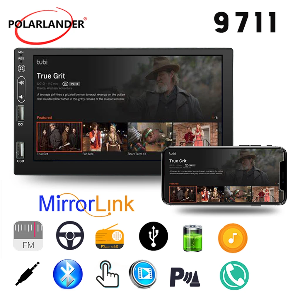 

Автомобильный мультимедийный плеер 7 дюймов Android 10 Универсальный 2 Din Android 10,0 автомобильный стерео 4-ядерный Carplay, Android Авто GPS WIFI + 4G 1 + 16G