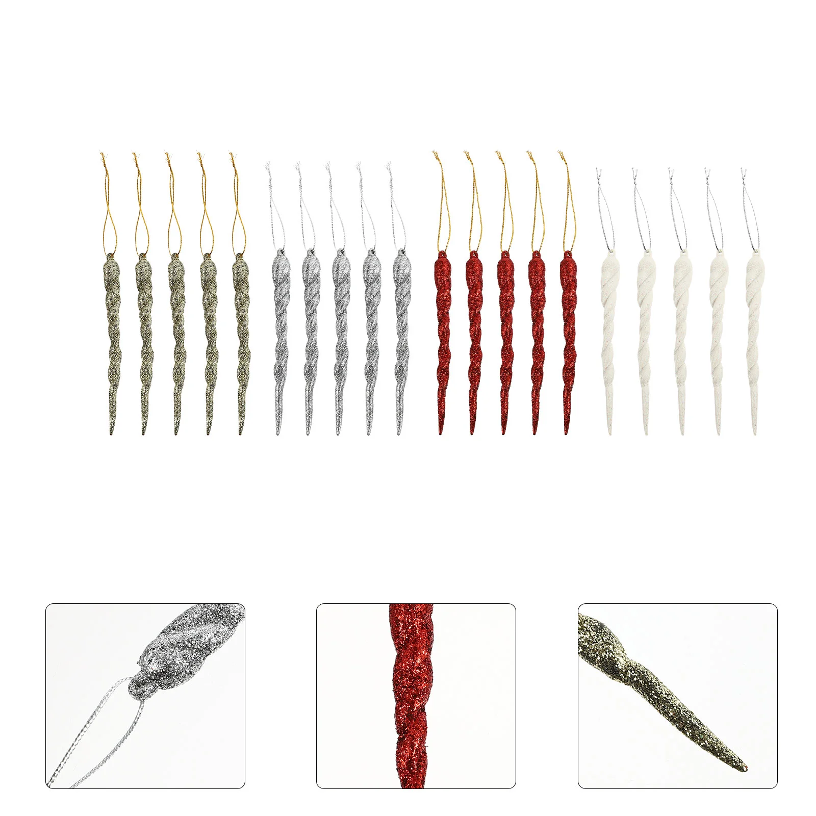 

Icicle Ornament Tree Decor Glitter Christmasicicles Ornamentstwisted Shatterproof Hanging Holiday