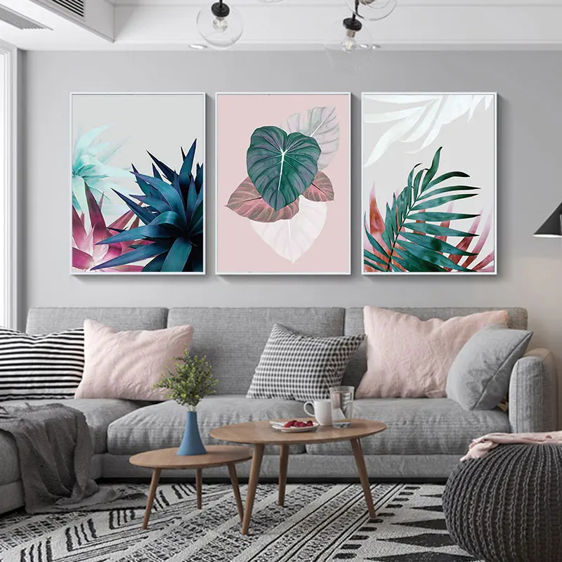 

Abstract Watercolor Plant Leaves Canvas Art Painting Print Nordic Wall Decorative Poster for Living Room Bedroom Home Decoration