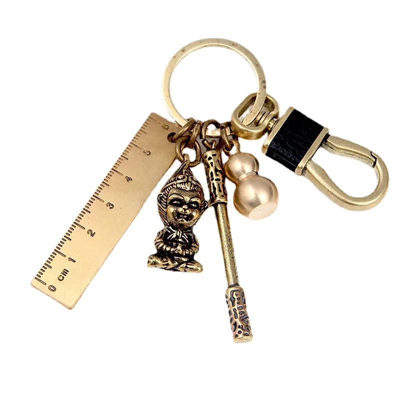Черный миф металлический брелок с оружием WuKong кольцо для ключей в виде обезьянки