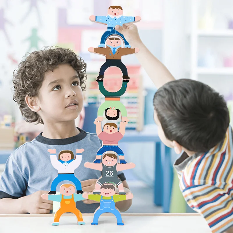 

Children's Montessori Hercules Stacking High Balance Building Blocks Jenga Set For Kids Baby Early Educational Parent-Child Toys