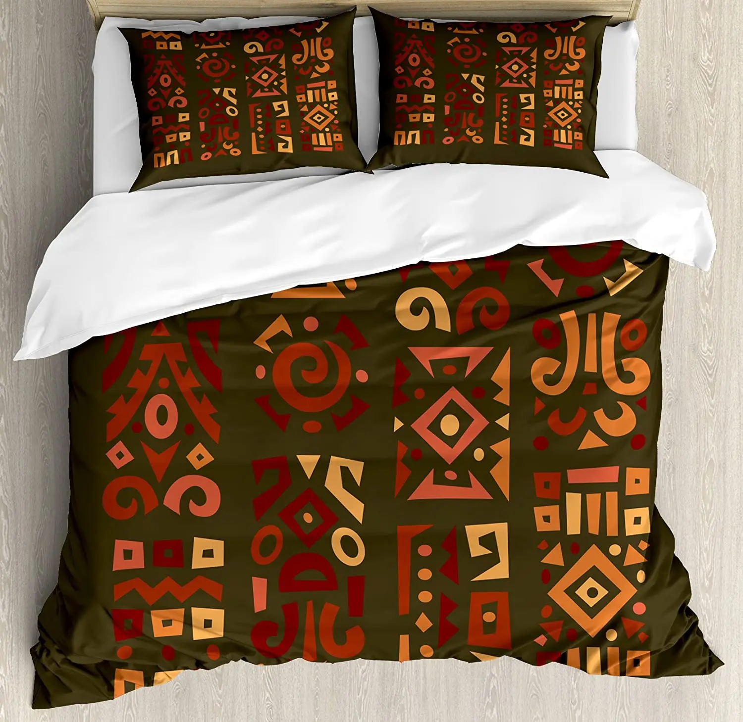 

Earth Tones 3pcs Bedding Set Doodle Style Graphic African Figure Duvet Cover Set Bed Set Quilt Cover Pillow Case Comforter Cover
