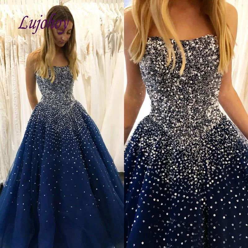 

Женское длинное вечернее платье, темно-синее элегантное платье с бисером, расшитое бисером, для выпусквечерние вечера