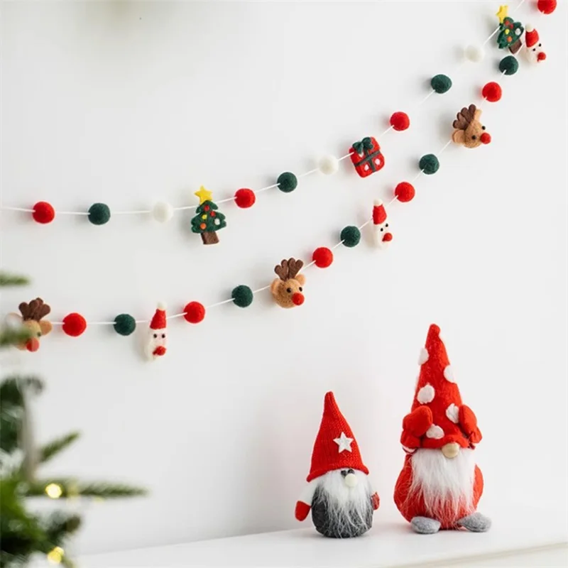 Рождественский баннер мягкие фетровые шары с мультяшным лосем праздничный