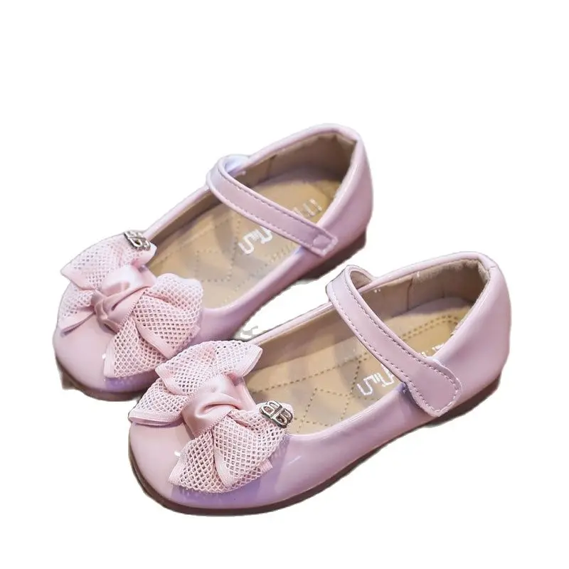 

Girls Casual Shoes Kids Baby Bow-knot Princess Sneakers Toddler Soft Patent Leather Teen Children Flat Shoes British Style Shoes