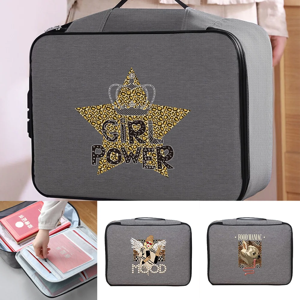Organizer Case Handbag Men Women Travel Storage Bag Credentials Credit Card File Holder Leopard Series Waterproof Documents Bags