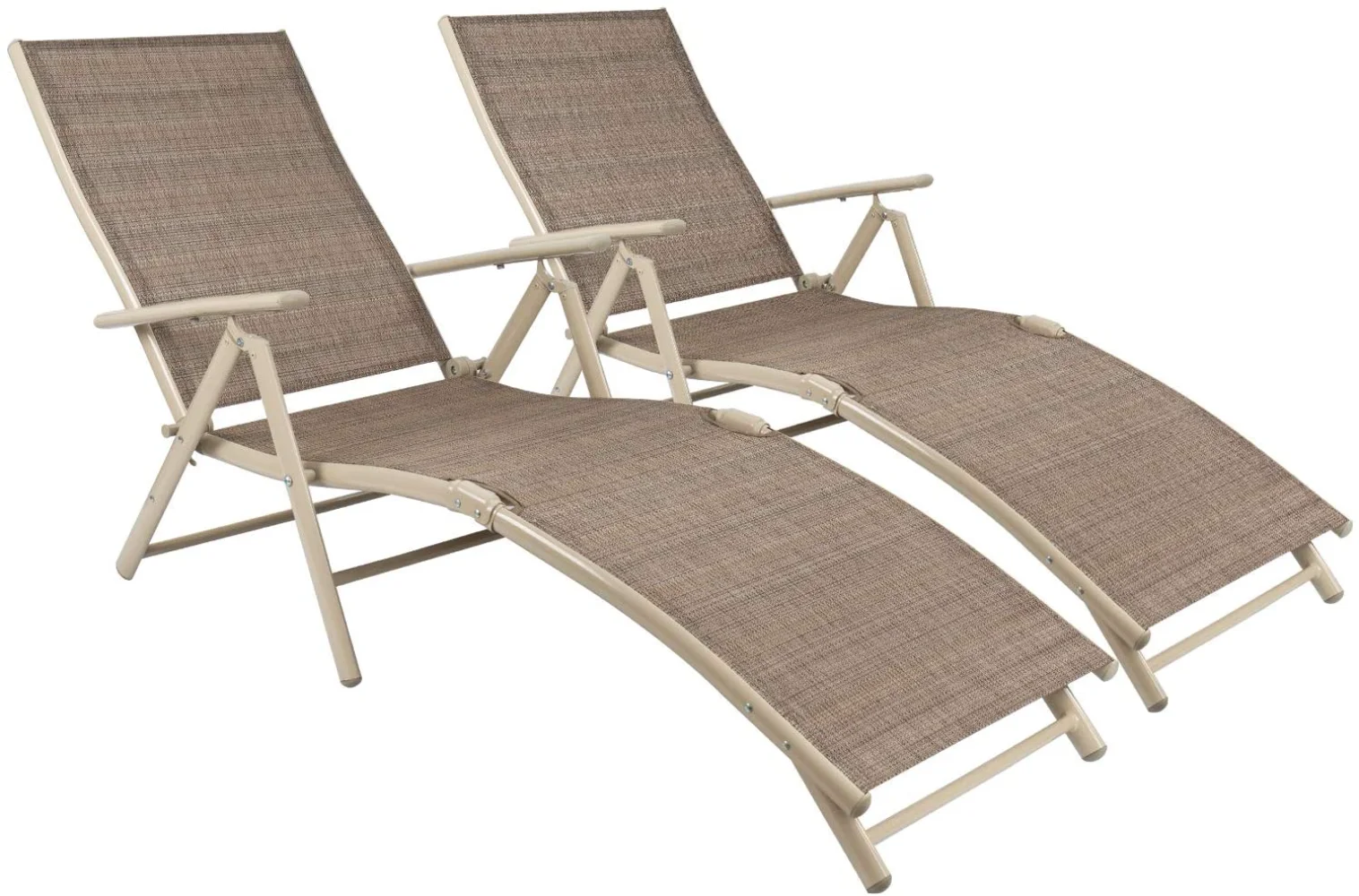 

Patio Lounge Chairs Set of 2 Beach Adjustable Chaise Lounge Outdoor Pool Side Folding Recliners, Beige Folding Chair Recliner
