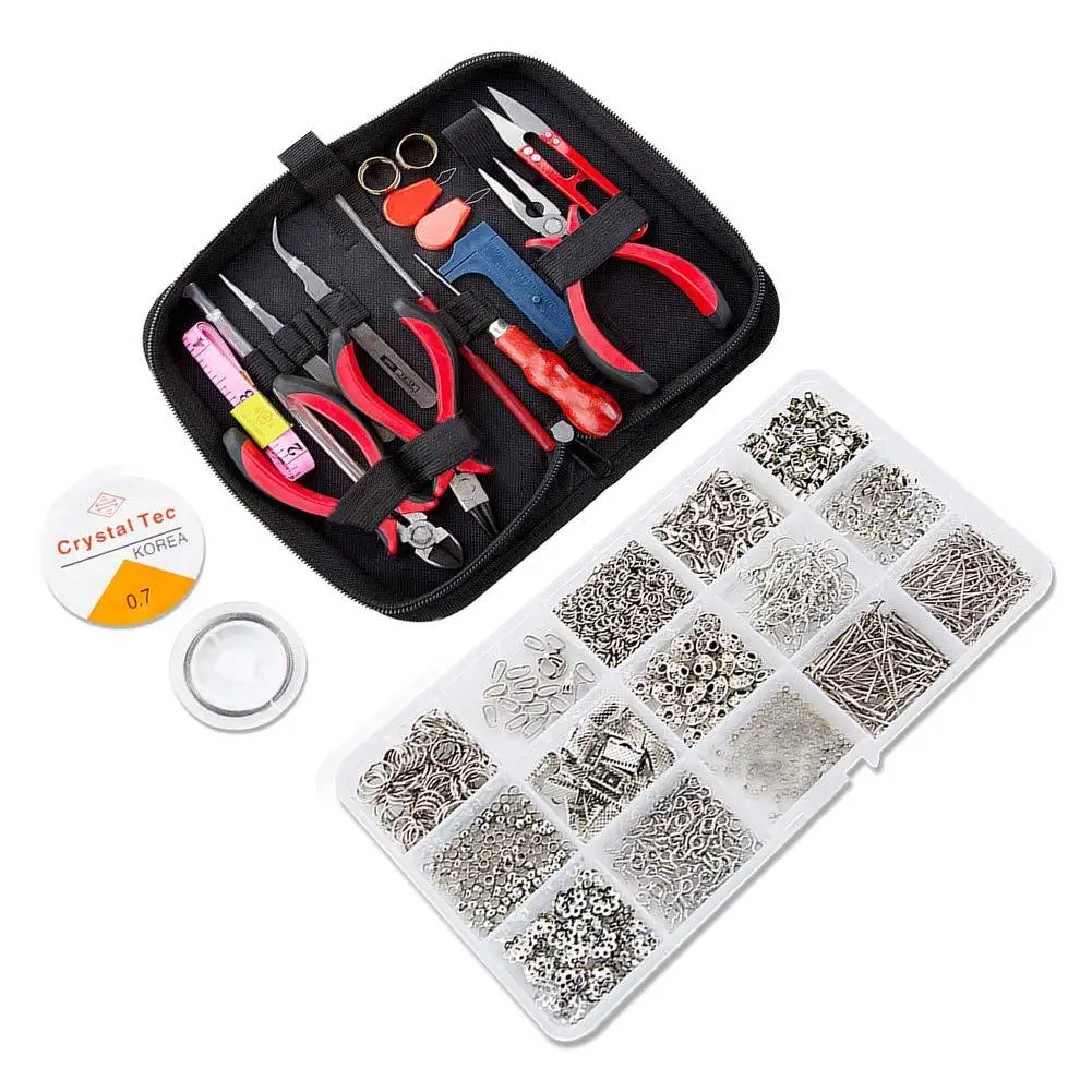 

Jewelry Findings Set with Lobster Clasp Earring Hooks Lobster Clasp Eye Pins Tweezers Pliers Jewelry Making Supplies Kit