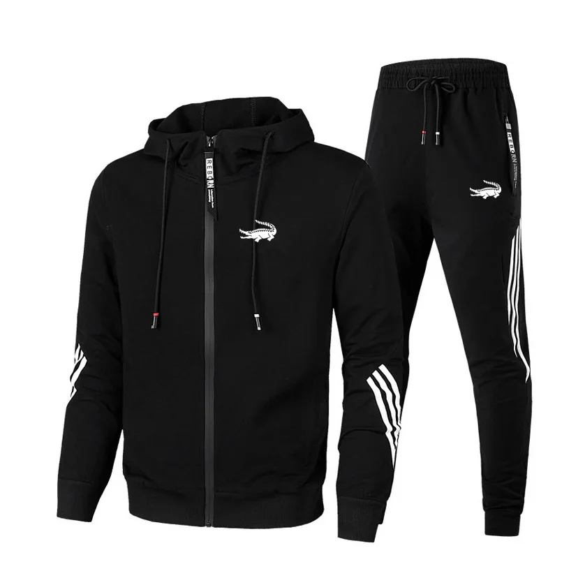

22New Brand Leisure Men's zipper jacket Running Sets Male Sports Clothes Suits Fitness Training Tracksuit Set Jogging Sport Suit
