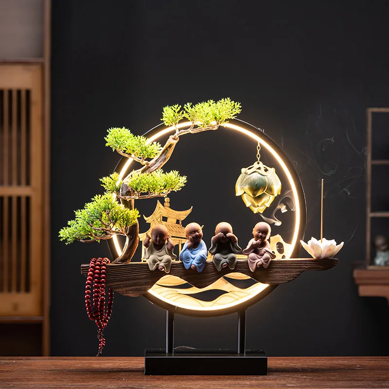 

Creative Incense Burners Ecoflow Fountain Backflow Incense Burners Little Monk Quemadores Incienso Room Decorations GPF45XP