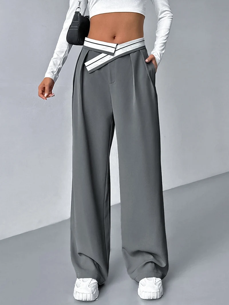 Женские повседневные брюки DGLUKE 2024 свободные женские длинные с высокой талией и