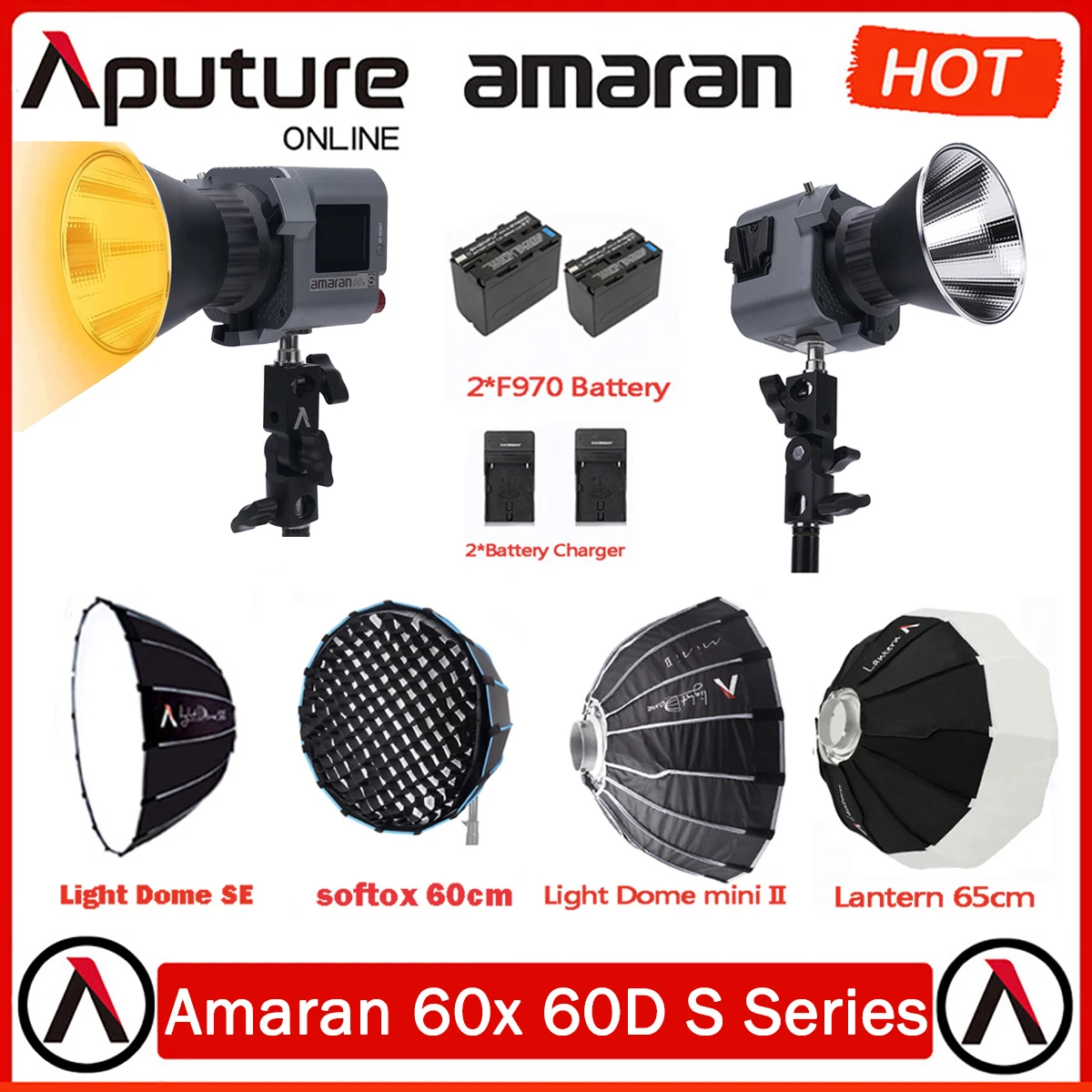 Aputure Amaran Cob 60x 60D S series 2700K ~ 6500K 60W двухцветная фотосессия для освещения камеры обновление для видеосъемки в студии