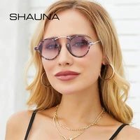 shauna retro steampunk round women sunglasses fashion rivets decoration shades uv400 men trending punk leopard sun glasses