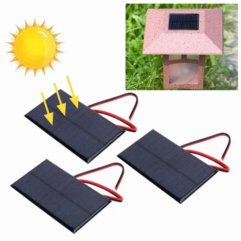 

3Pcs DC 6V 1W Solar Panel Cell Power Module Polycrystalline Silicon Solar Panel with 30cm Cable Solar Panel pannello solare