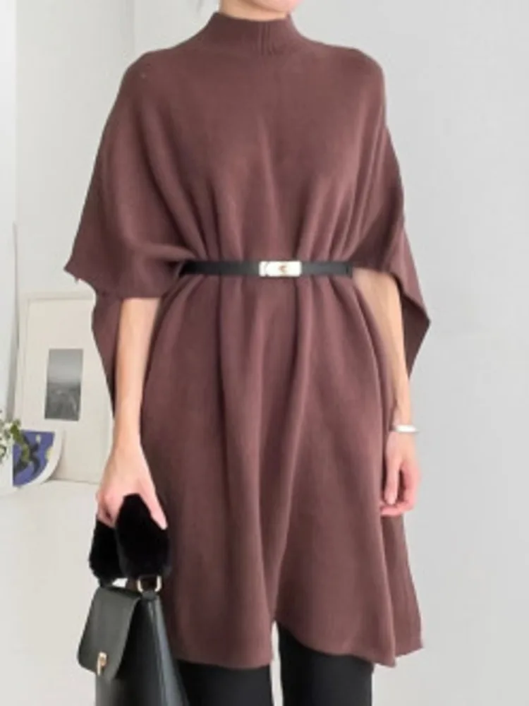 Женский Длинный пуловер с рукавом летучая мышь ложным воротником