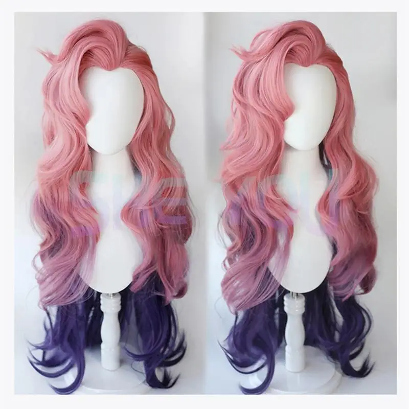 Игра LOL Серафин розовый фиолетовый градиент Волнистые Длинные Косплей