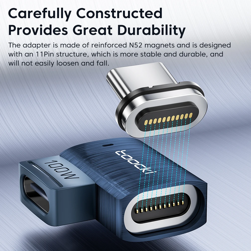 Фото Магнитный OTG адаптер Toocki с USB Type C на Type C 100 Вт, магнитный преобразователь для быстрой зарядки для iPhone, Xiaomi, Oneplus, Macbook, ноутбука №3