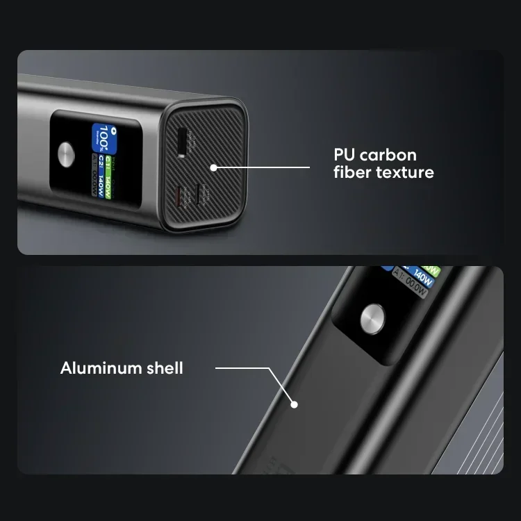 Power Bank большой емкости 27000 мАч PD 140 Вт сверхбыстрая зарядка TFT-умный дисплей 3 порта