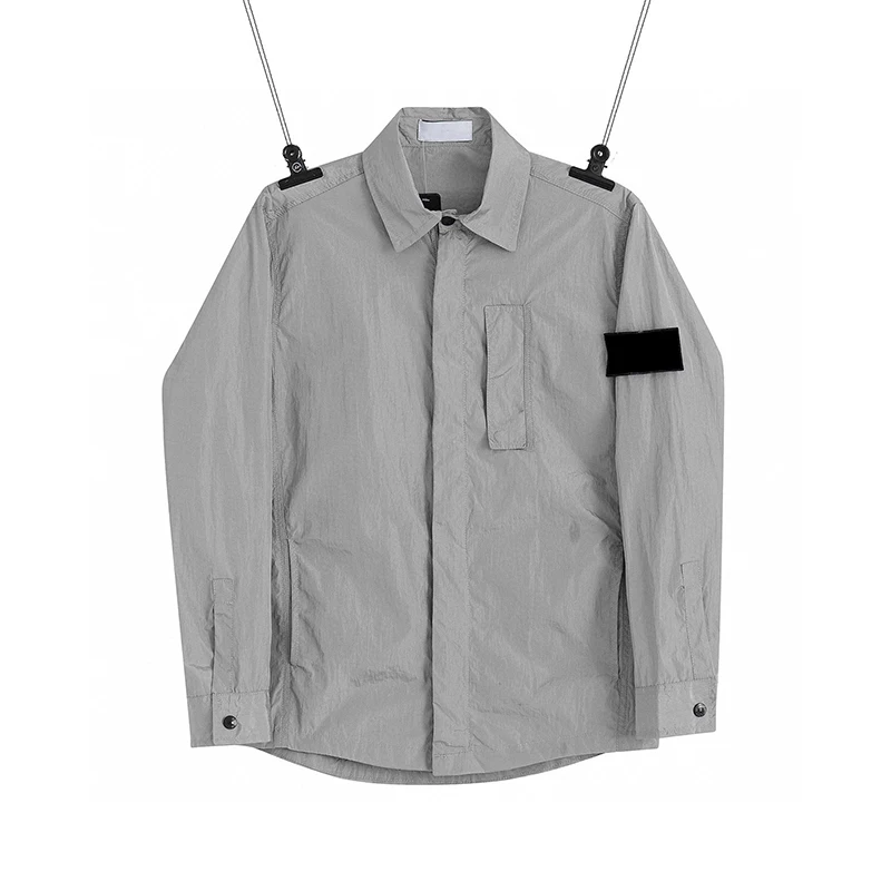 

Nylon Men's Jackets Casual Loose Turn-down Collar Techwear Spring Long Sleeve Male Coats 0034-4
