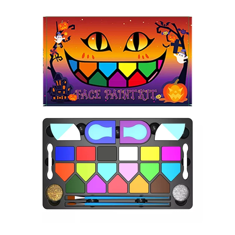 

New Arrival Face Paint Kit Water Activated Eyeliner Safe Non-Toxic Face Paint for Kids Halloween Party Tools