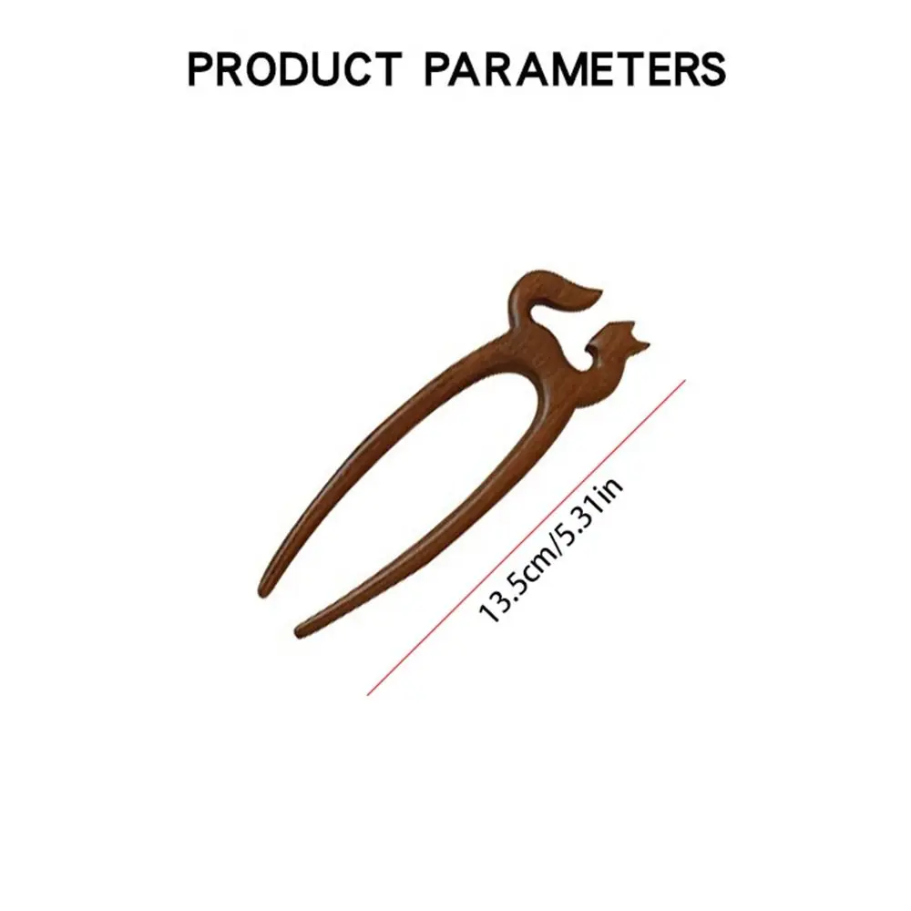 Изысканная деревянная палочка для волос с изображением кота и животных заколка в