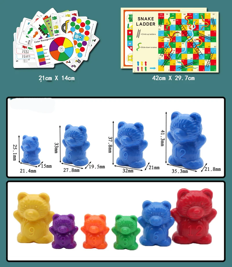 

Rainbow Stack Cups Montessori Toys Box Counting Bears Color Weights Sensory Toy Baby Mintessori Educational Games Children