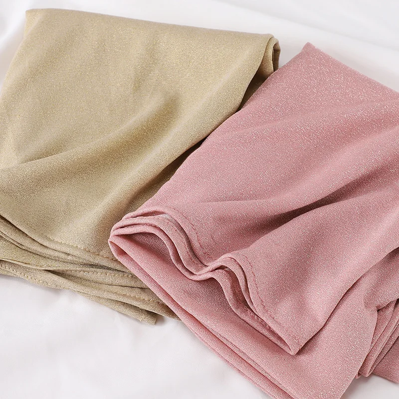 New Designs Hijab Jersey Scarf for Women Shining Bright Silk Turbans for Women Headscarf Cotton Hijab Scarves Shawl Ramadan