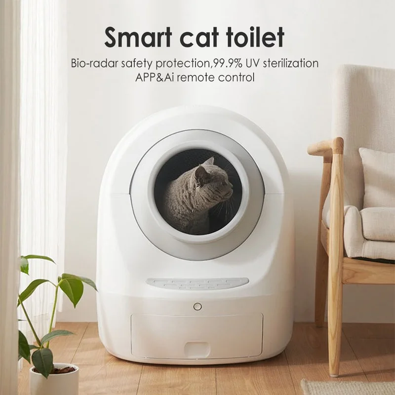 Caja inteligente de arena automática para gatos, suministros de plástico con WiFi, autolimpieza, para mascotas