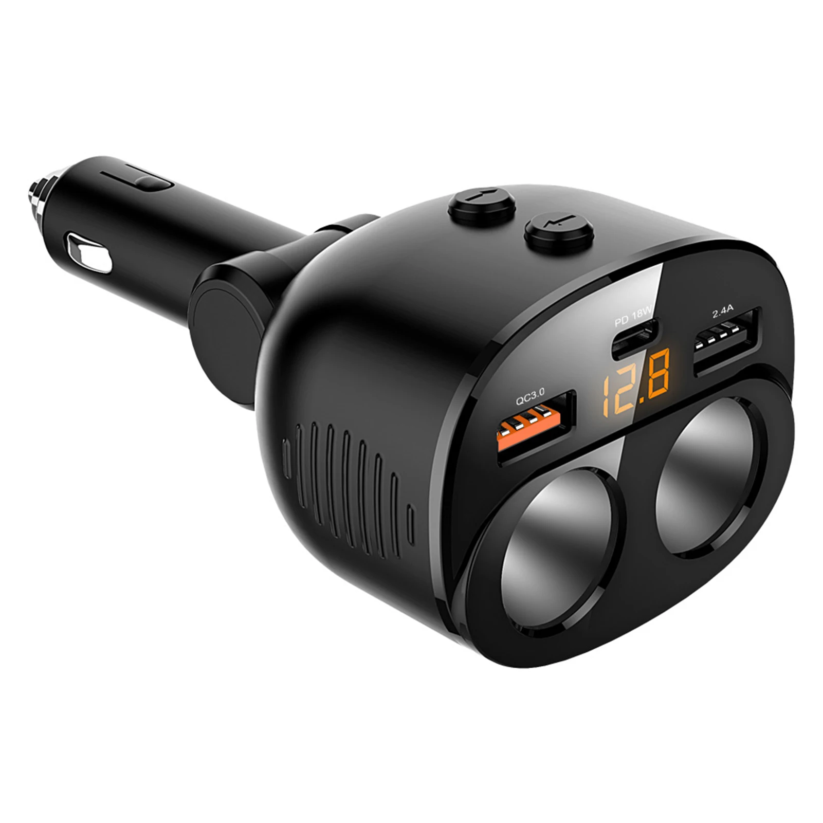 

3 Port Monitor Voltage Truck Durable Dual USB Universal Splitter 120 Degree Rotation Fast Charging Adapter Car Lighter