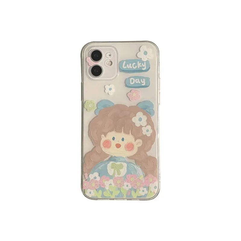 

Flower Girl Phone Case for IPhone 11 Phone Case for IPhone 12pro/13/12/7/8/13mini/11p/7p/13p/13pm/12pm/6/6sp Cartoon Phone Case
