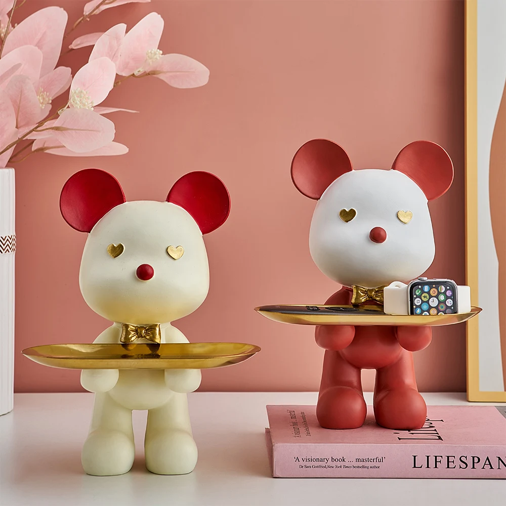 

Bear Sculpture Storage Animal Model Decorative Tray Nordic Decoration Home Living Room Decor Desk Accessories Christmas Gift