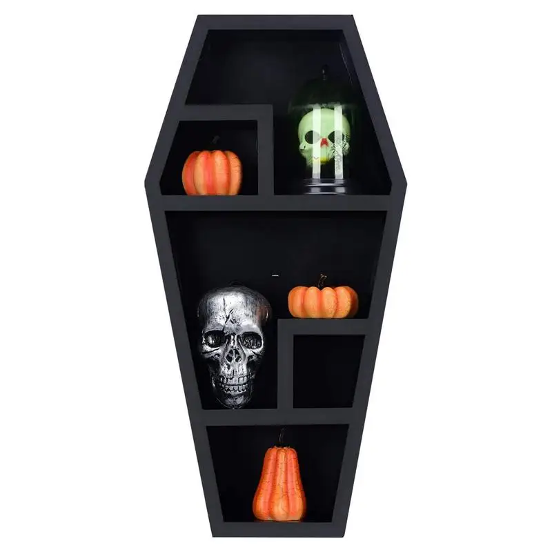 

Standing Coffin Shelf Gothic Decor Horror Shelves Casket Decoration For Living Space Scary Rack For Display Living Room