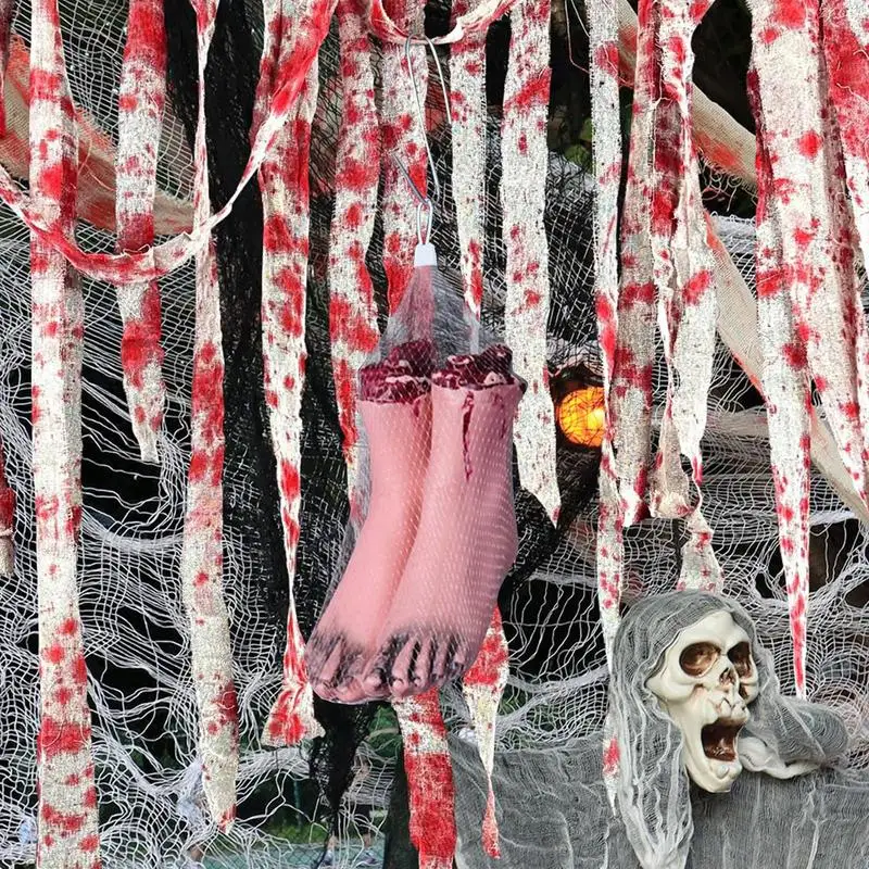 2024 Хэллоуин Поддельные человеческие руки пластиковые нога кровавый реквизит
