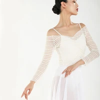 women modern dance tops ballet t shirt long sleeves ballet practice flower net classic costumes for dancing tops dancewear