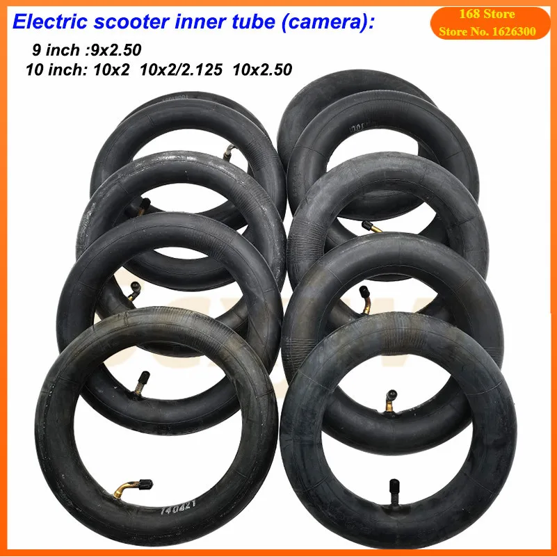 10inch Inner Tube 10x2 10x2.125 10x2.50 with 0/45/90 Degree Rubber Tyre for Balancing Car Electric Scooter Stroller 9x2.50camera