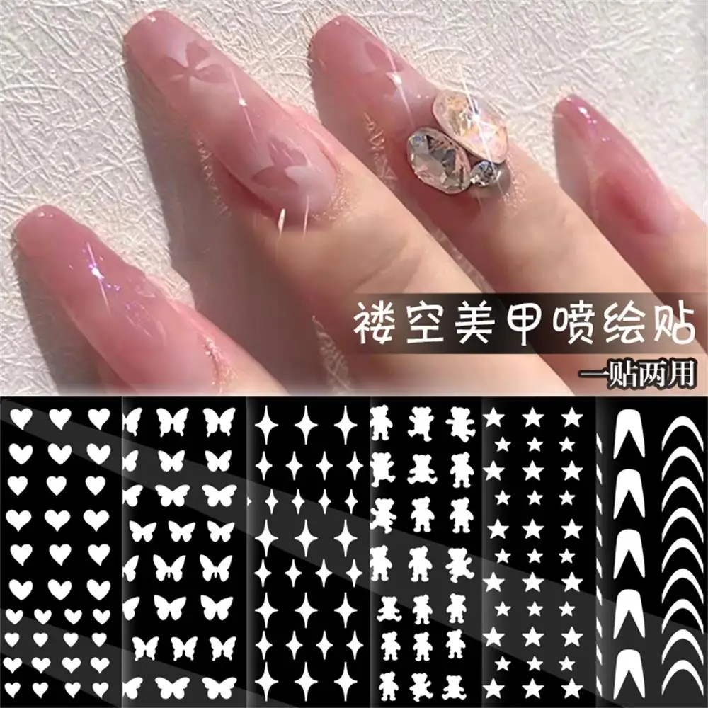 

1Pc Hollow Spray Painting Template Nail Art Sticker Back Glue Stencil Mold Slider Decal Hand-Painted Nail Stencils Manicure Tool