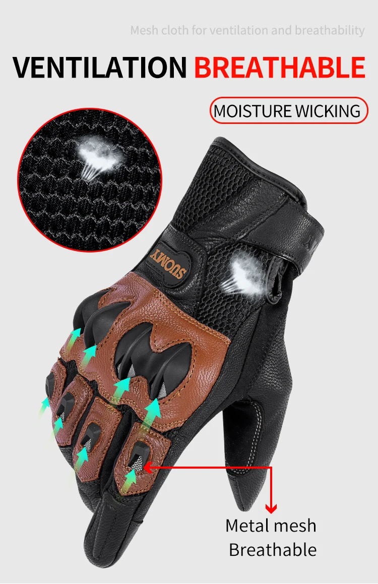 Новинка 2021 брендовые Мотоциклетные Перчатки Suomy из козьей кожи летние мужские и