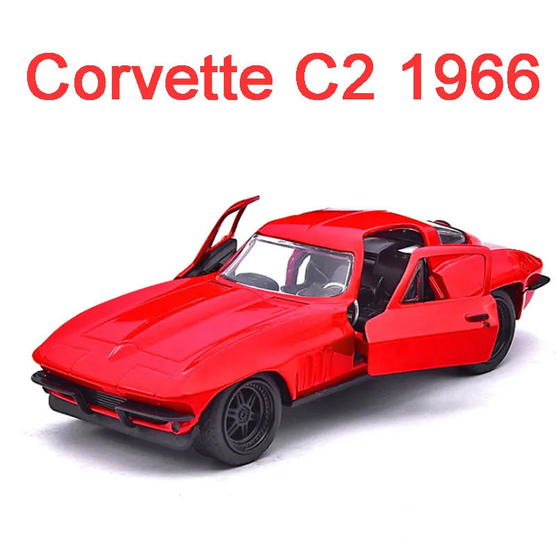 

1:32 Chevrolet Corvette Classic C2 1966 Movie Same Red Car Model With 2 Doors Alloy Diecast Simulation Sport Car Kids Gifts F4