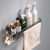 bathroomkitchen shelf with hanging rod aluminum shower shampoo shelf wall mounted cosmetic shelves openwork holder towel bar